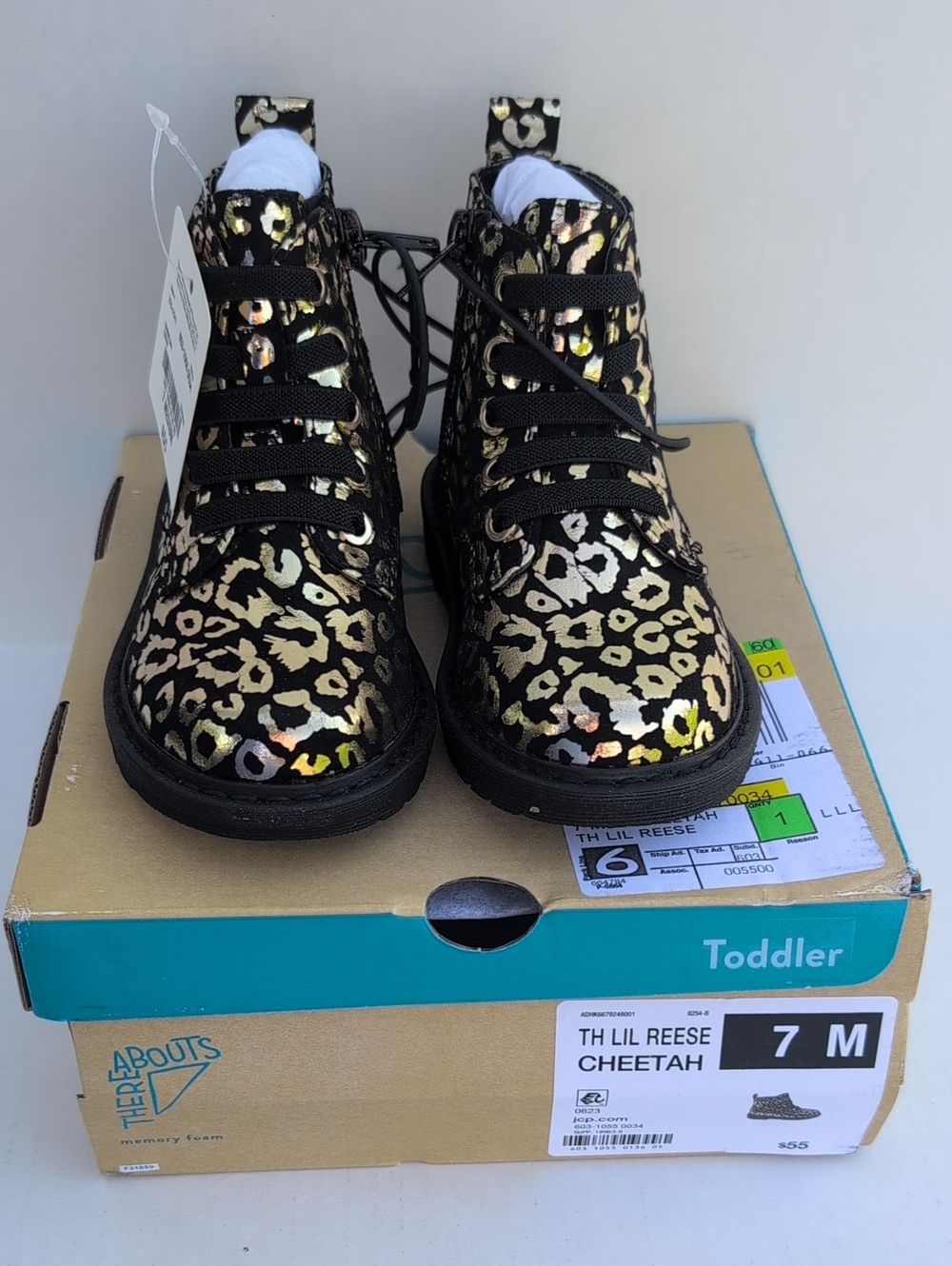 NWT Cheetah Toddler Boots in Metallic Black/Gold